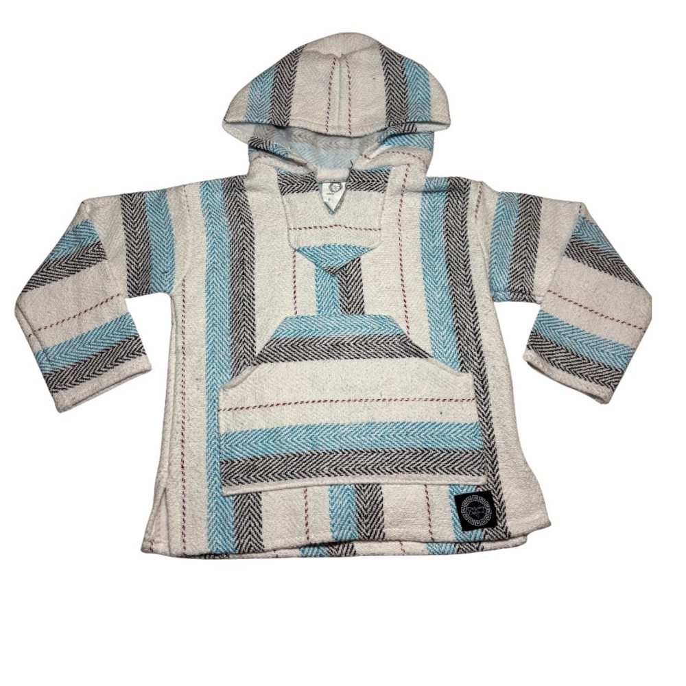 Striped Kids Hoodie - Blue and Gray